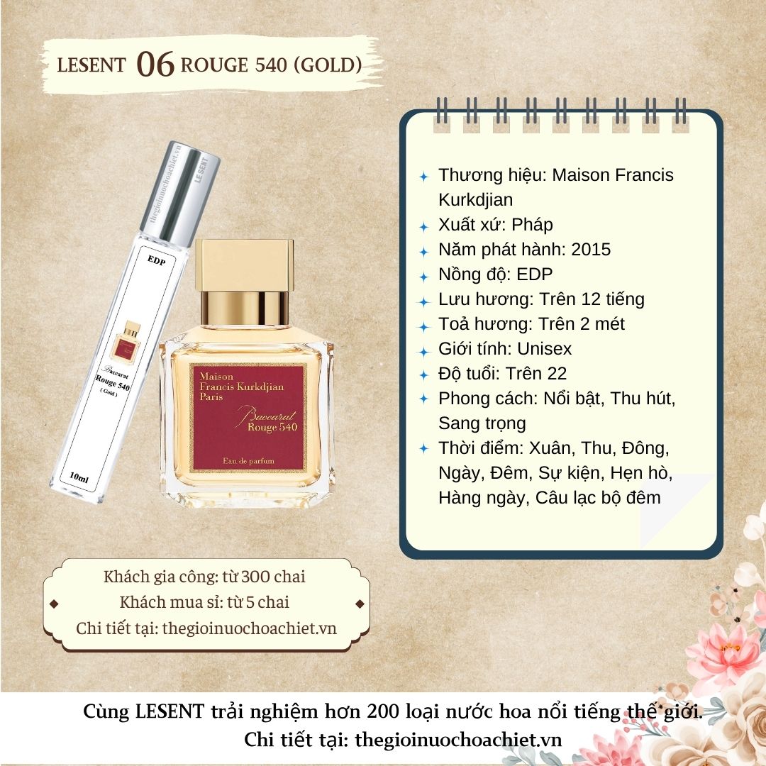 Nước hoa chiết Baccarat Rouge 540 (Gold) by MFK