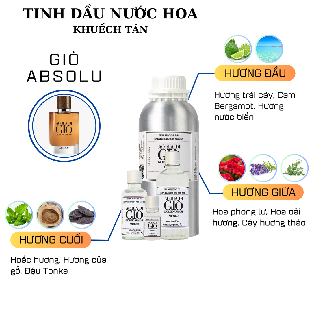 Tinh dầu nước hoa Acqua di Giò Absolu cho máy khuếch tán