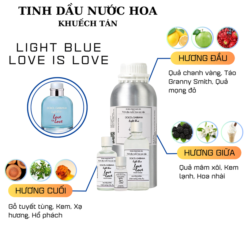 Tinh dầu nước hoa Light Blue Love Is Love Pour Homme cho máy khuếch tán