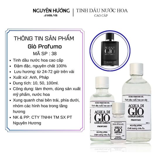 Tinh Dầu Nước Hoa Cao Cấp Giò Profumo