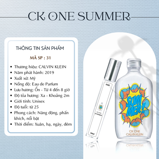 Nước hoa chiết One Summer by Calvin Klein