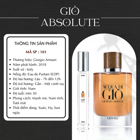 Nước hoa chiết Acqua Di Gio Absolu by Giorgio Armani 