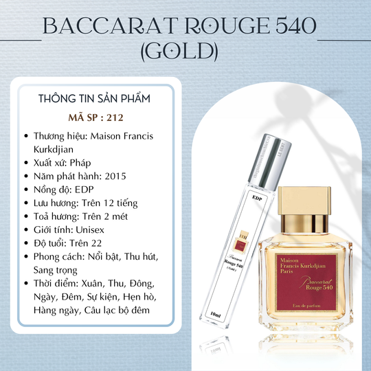 Nước hoa chiết Baccarat Rouge 540 (Gold) by MFK