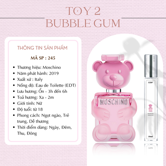 Nước hoa chiết Toy 2 Bubble Gum by Moschino