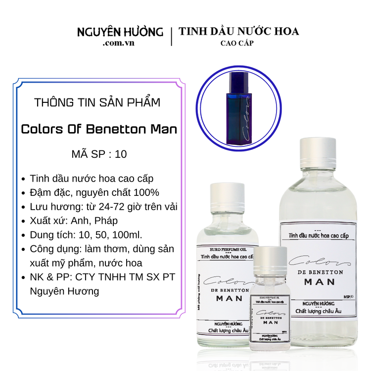 Tinh Dầu Nước Hoa Cao Cấp Colors de Benetton Homme