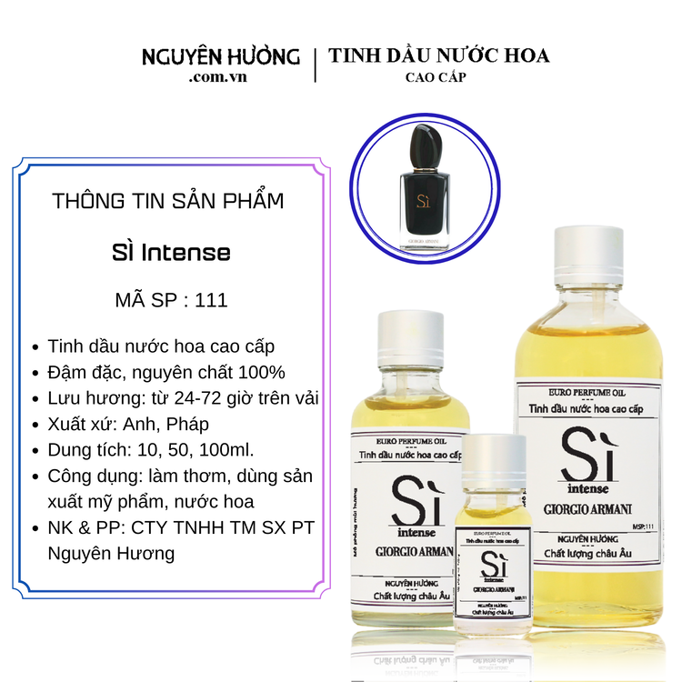 Tinh Dầu Nước Hoa Cao Cấp Sì Intense by Giorgio Armani