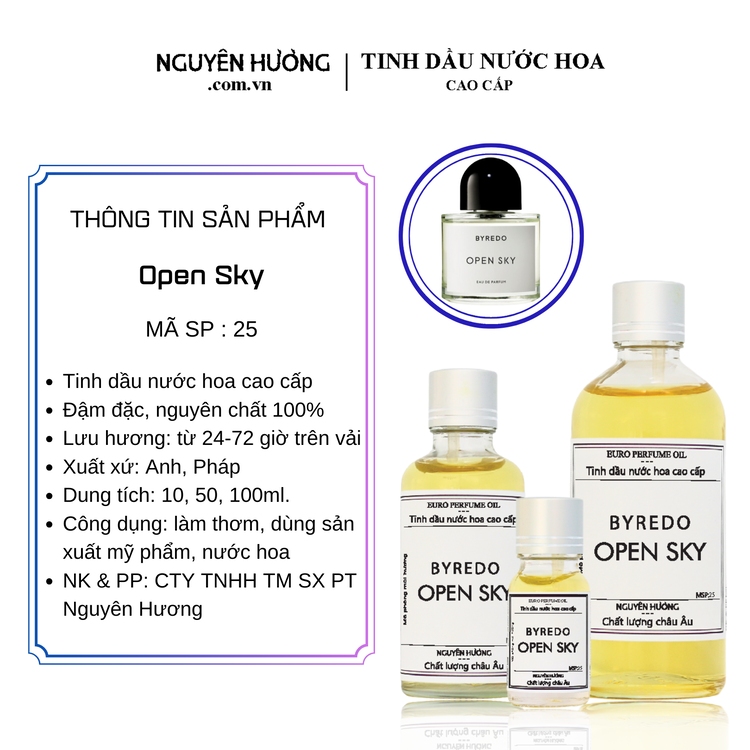 Tinh Dầu Nước Hoa Cao Cấp Open Sky BY Byredo