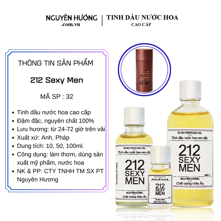 Tinh Dầu Nước Hoa Cao Cấp 212 Sexy Men