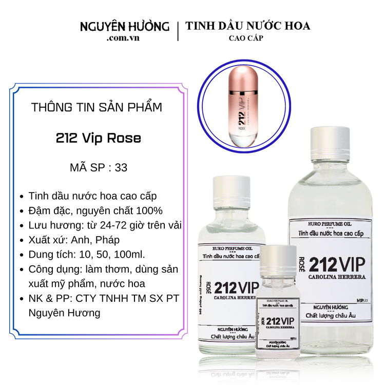 Tinh Dầu Nước Hoa Cao Cấp 212 Vip Rose