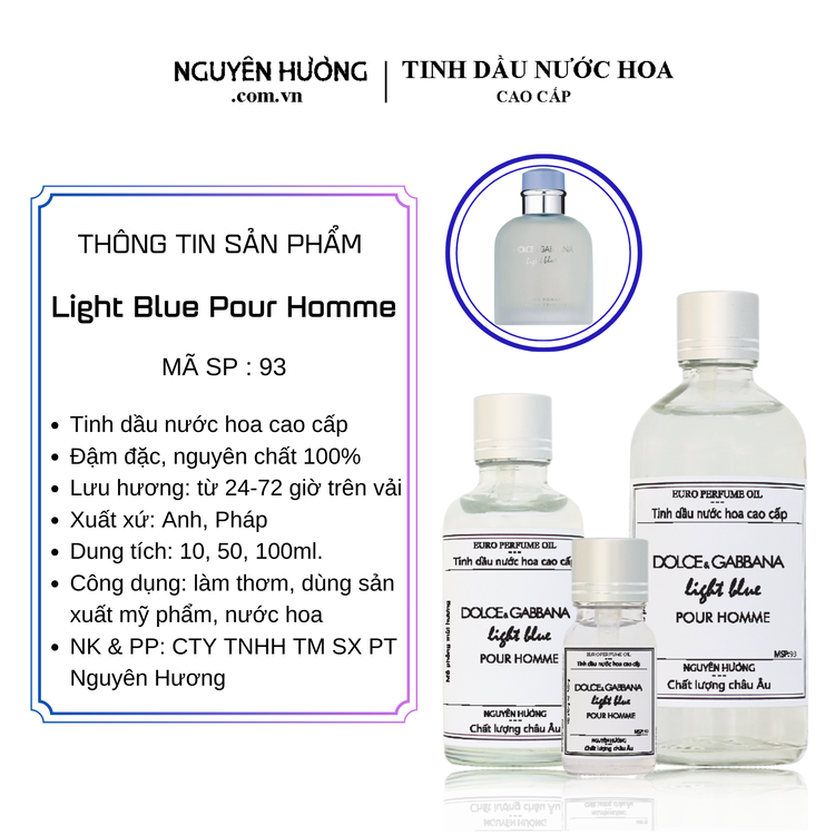 Tinh Dầu Nước Hoa Cao Cấp Light Blue Pour Homme