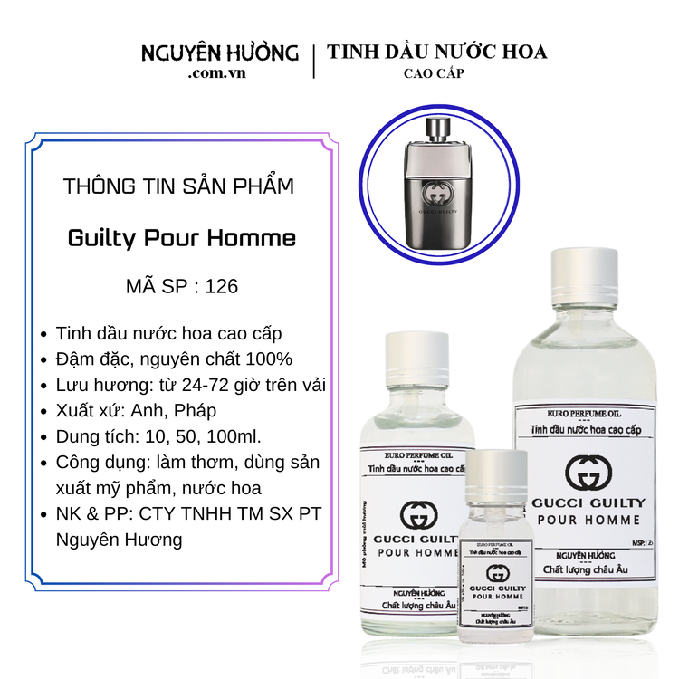 Tinh Dầu Nước Hoa Cao Cấp Guilty Pour Homme by Gucci 