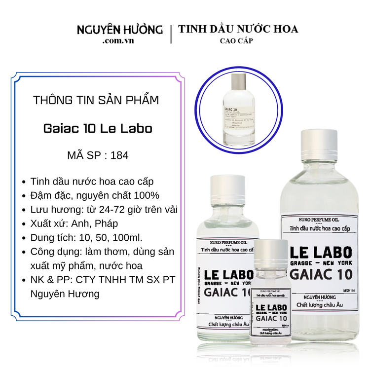 Tinh Dầu Nước Hoa Cao Cấp Gaiac 10 Le Labo