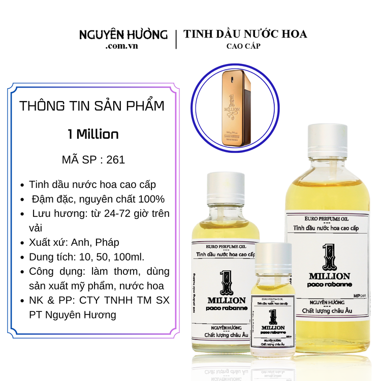 Tinh Dầu Nước Hoa Cao Cấp 1 Million by Paco Rabanne